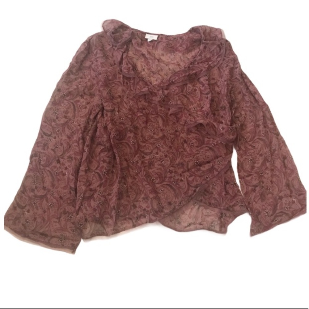 J.Jill sheer silk wrap blouse top sz Medium